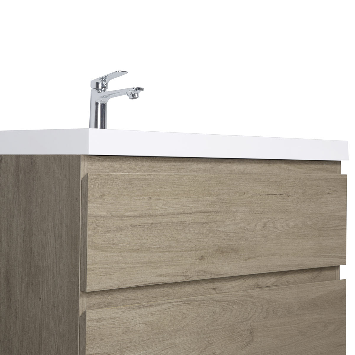 36" V9005 Angela Wall Hung Vanity & Acrylic Basin Sink (E.Oak)