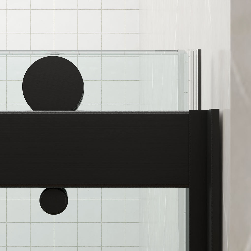 60" Linda Series Frameless Bypass Shower Door with Klearteck Treatment (5/16" Thickness) (Matte Black)