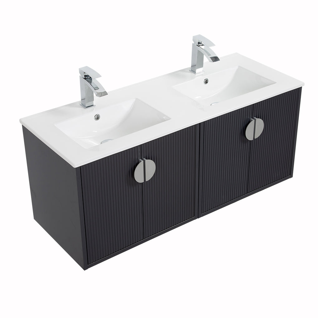 48" V9015 Series Wall Hung Vanity & Ceramic Sink (Granny Grey)