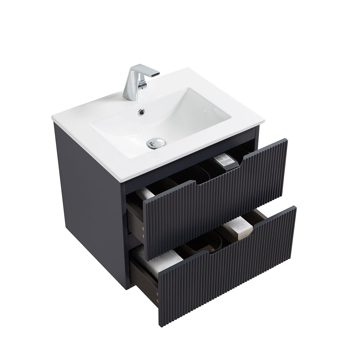 24"V9018 Sylvia Series Wall Hung Vanity & Ceramic Sink (Granny Grey)