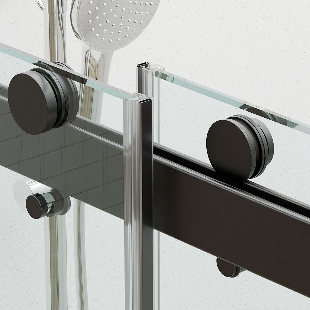 60" Linda Series Frameless Bypass Shower Door with Klearteck Treatment (5/16" Thickness) (Matte Black)