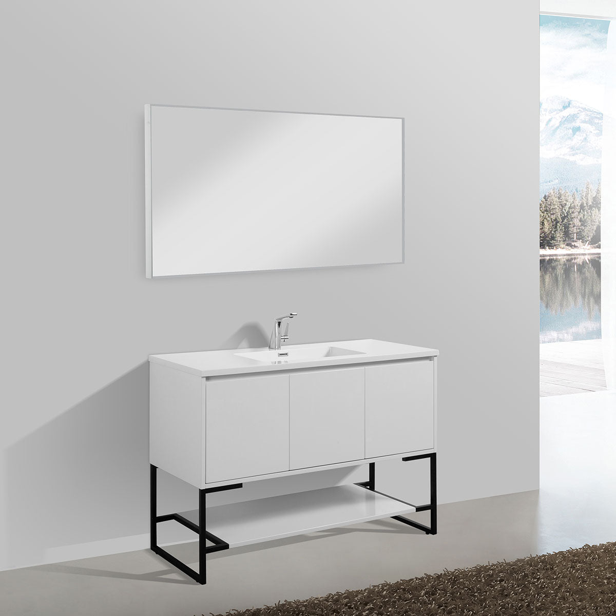 48" V9006 Allen Vanity &  Acrylic Basin (Glossy White)