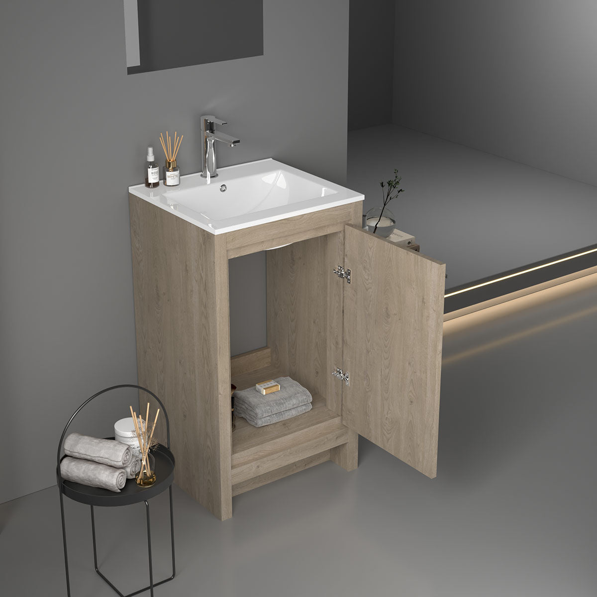 20" V9004 Vanity with Ceramic Sink (E. Oak)