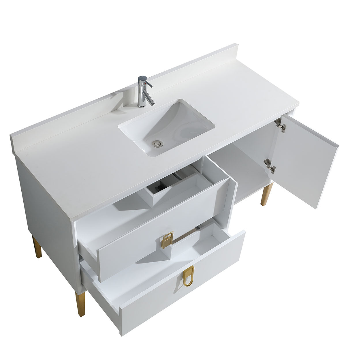 60" Craftsmanship Limited Edition Vanity & Quartz Countertop Combo  (Matte White) SKU: EN8296-60WH