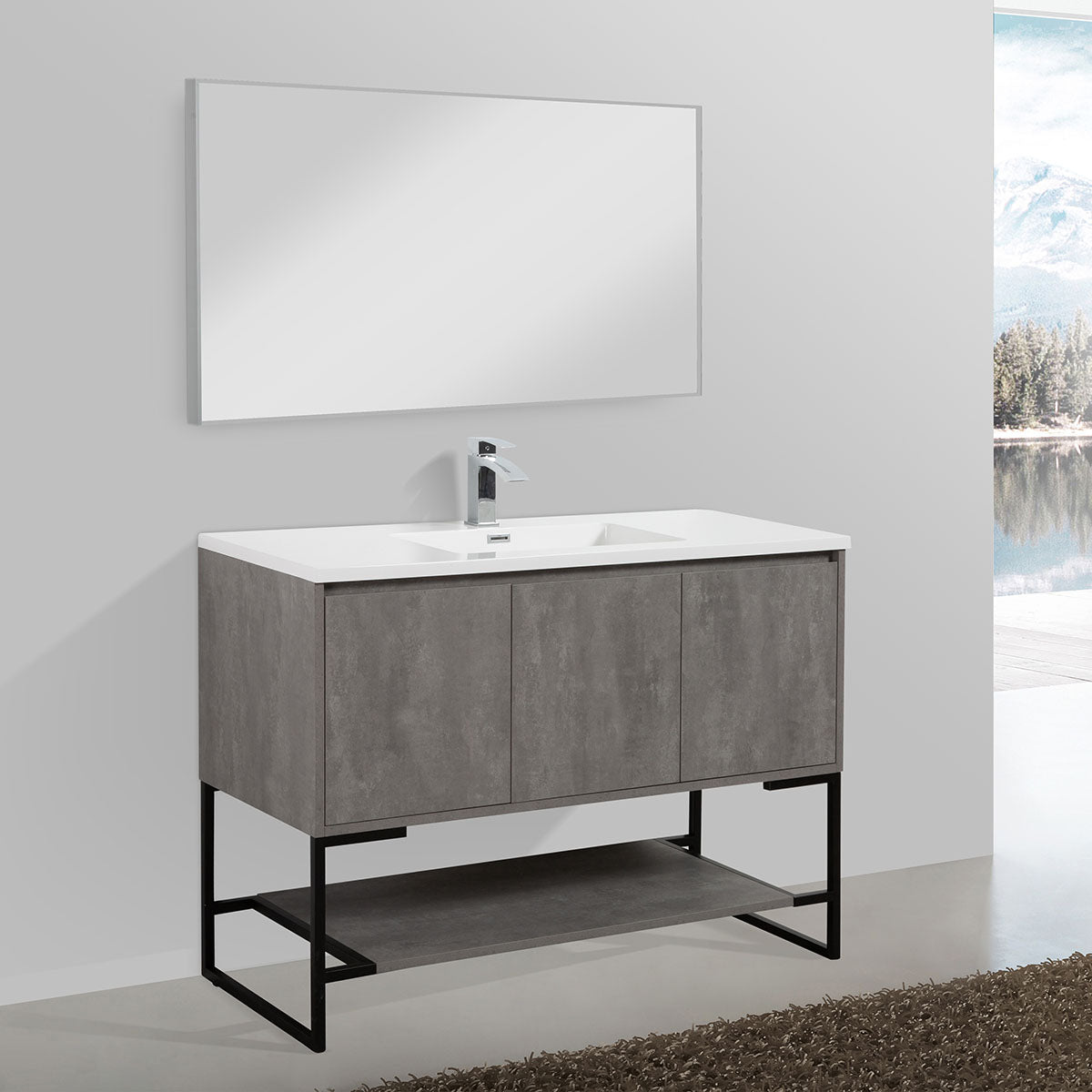 48" V9006 Allen Vanity &  Acrylic Basin (Cement Grey)