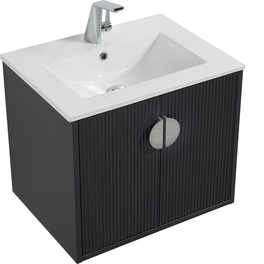 24" V9015 Series Wall Hung Vanity & Ceramic Sink (Granny Grey)