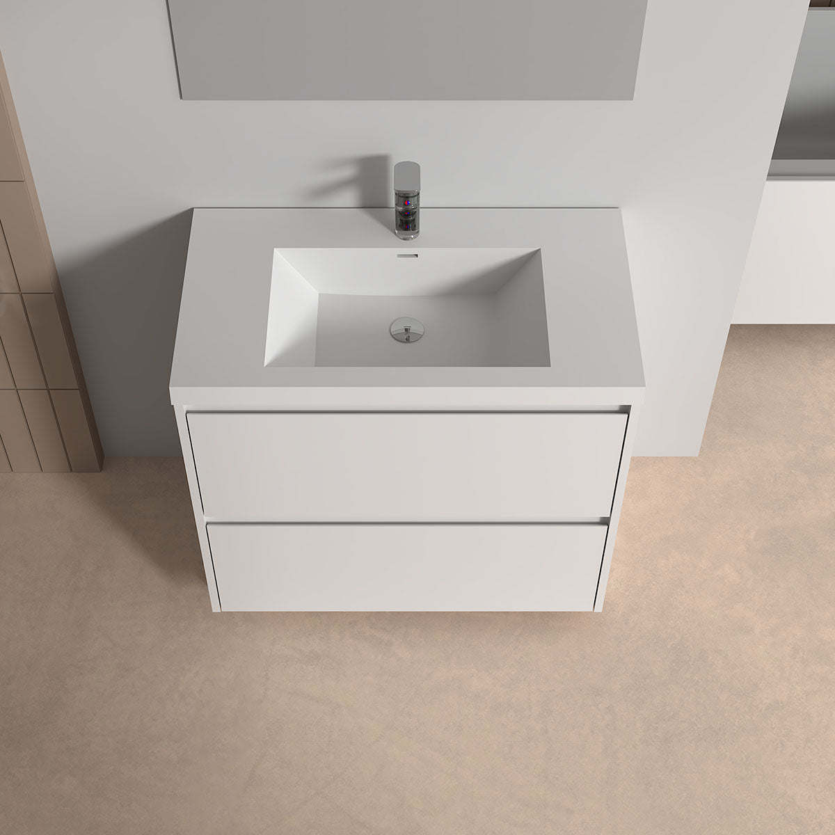 V9002 36" Vanity With Acrylic Sink Combo (Glossy White)