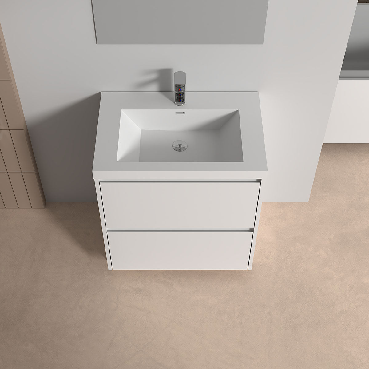 V9002 30" Vanity With Acrylic Sink Combo (Glossy White)