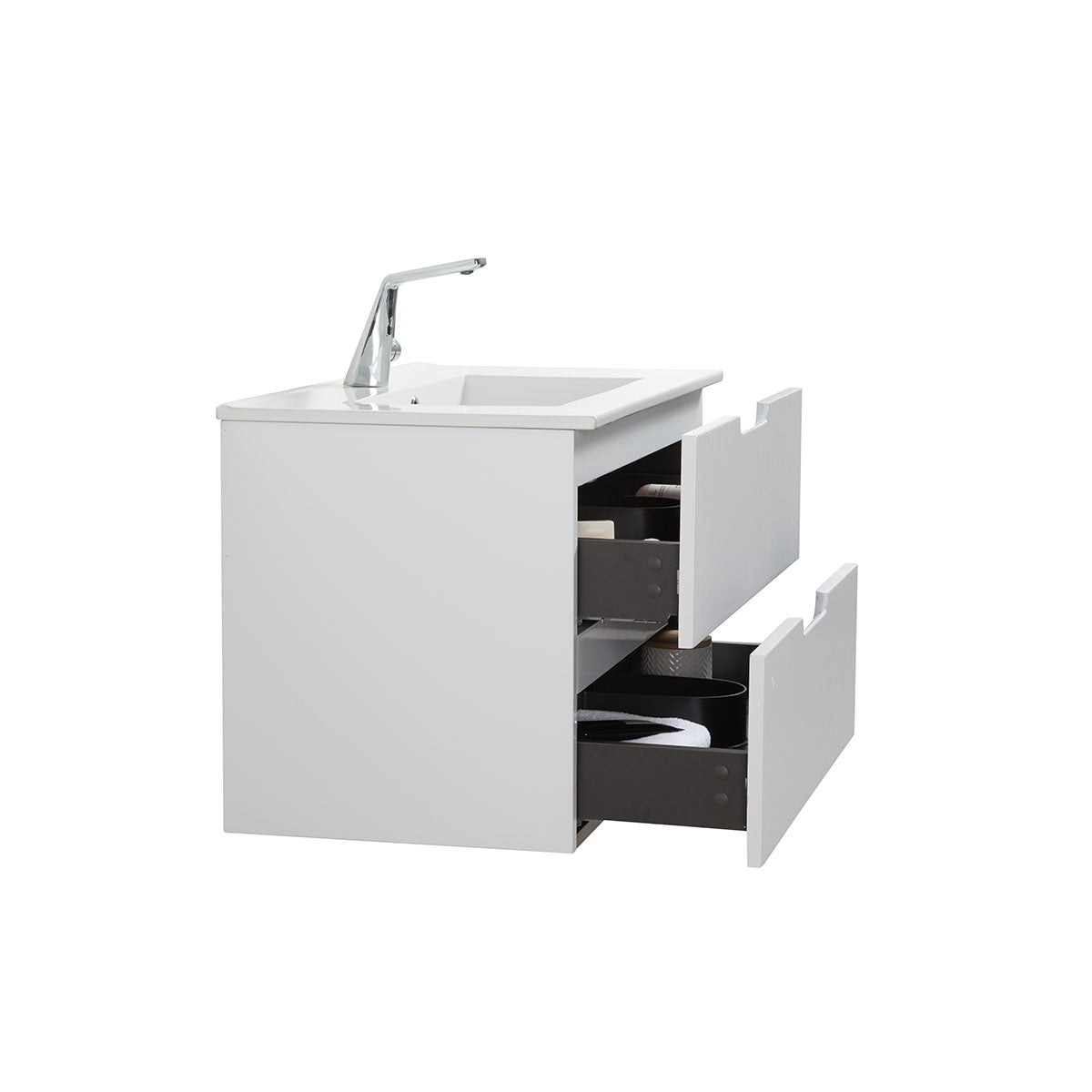 30" V9018 Sylvia Series Wall Hung Vanity & Ceramic Sink (Glossy White)