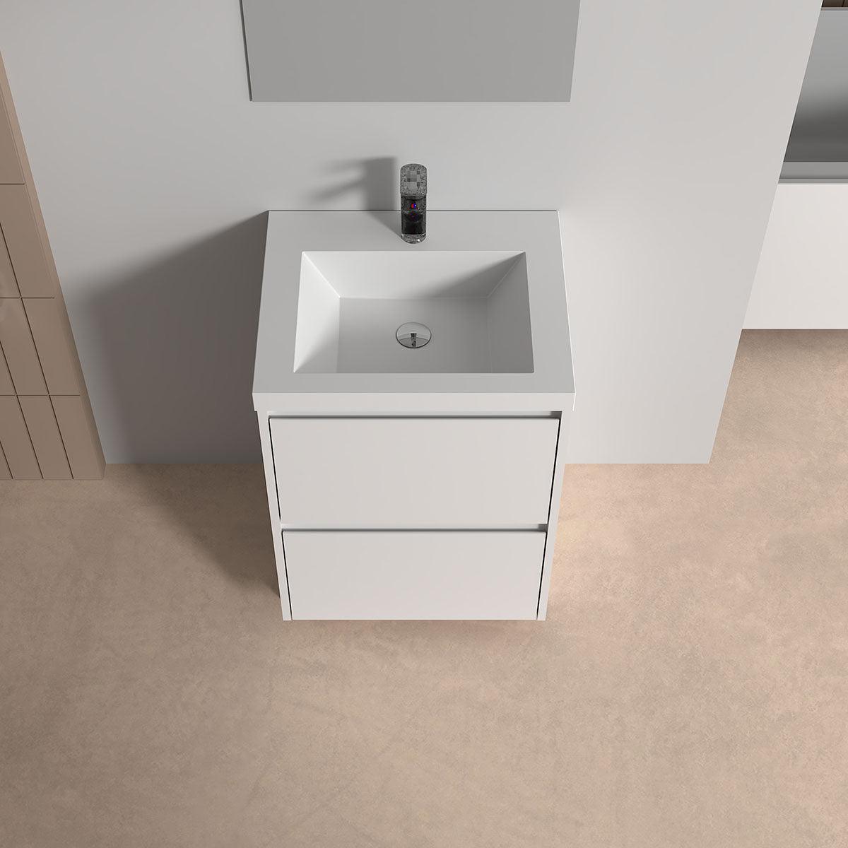 V9002 24" Vanity With Acrylic Sink Combo (Glossy White)