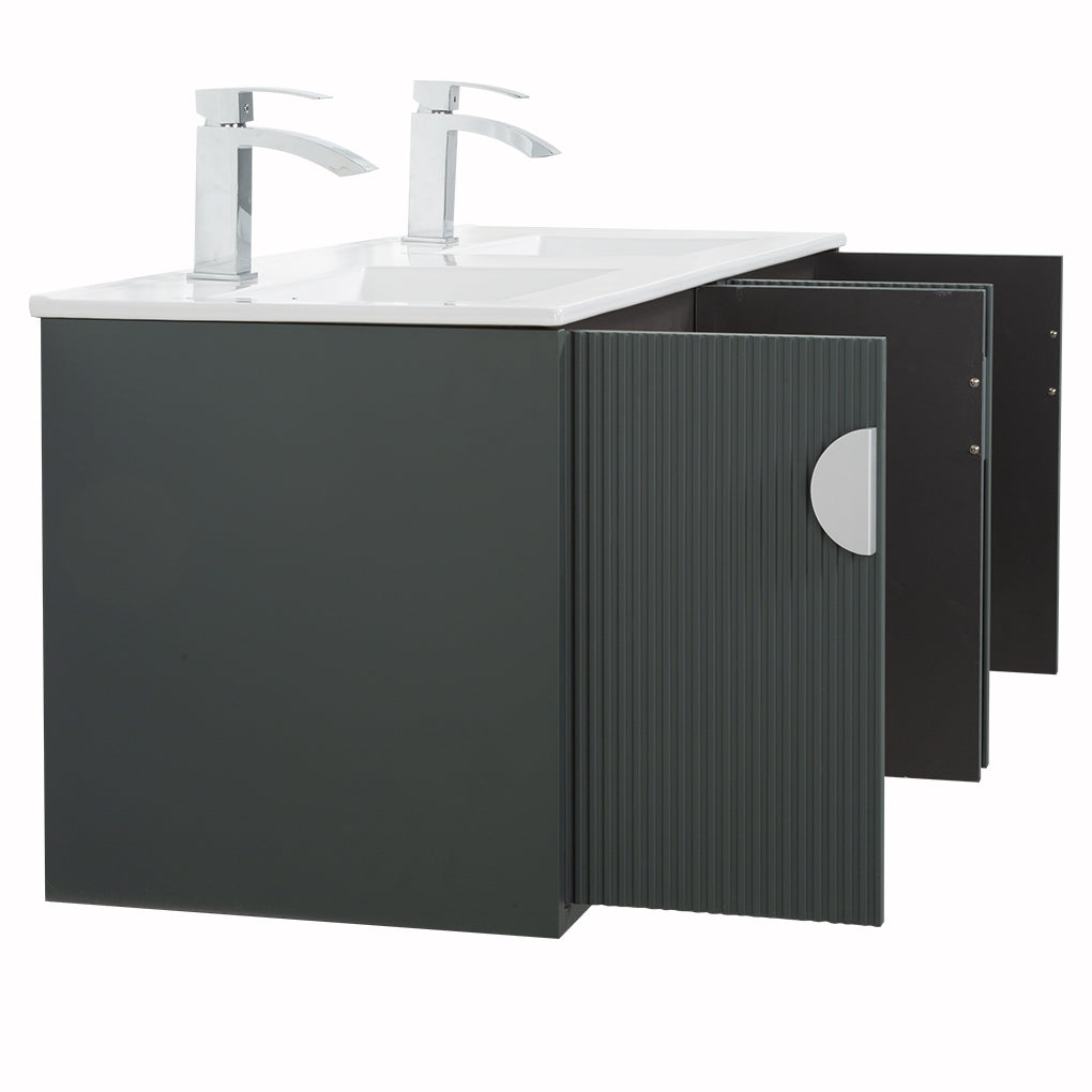 48" V9015 Series Wall Hung Vanity & Ceramic Sink (Ash Green)