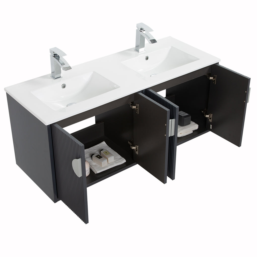 48" V9015 Series Wall Hung Vanity & Ceramic Sink (Granny Grey)