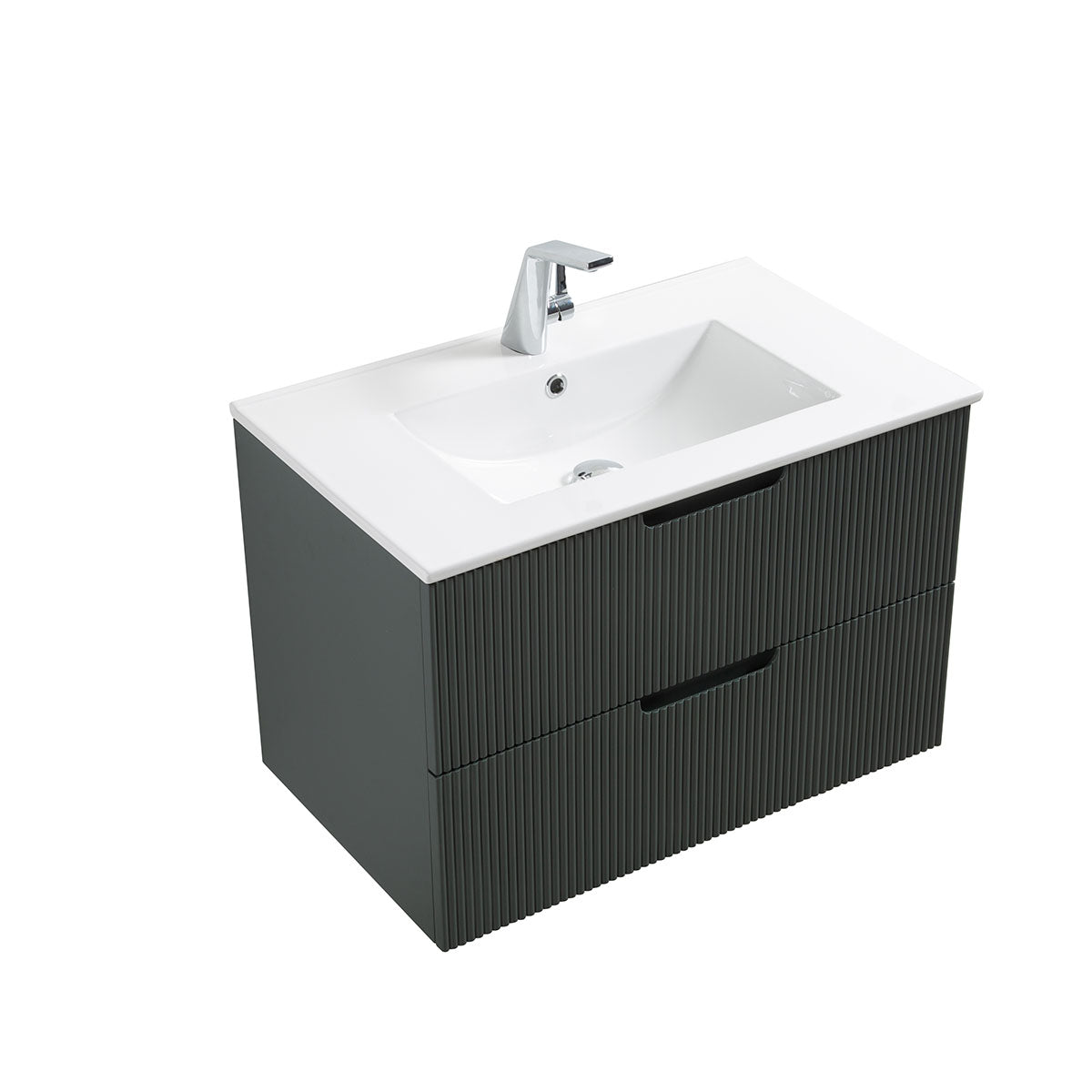 30" V9018 Sylvia Series Wall Hung Vanity & Ceramic Sink (Ash Green)