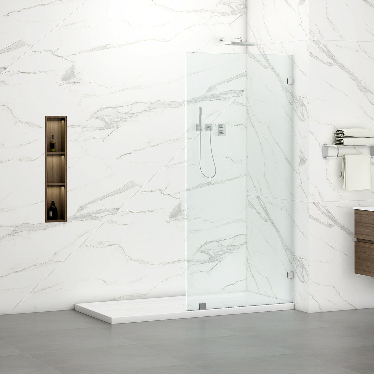 W03 Isabell Walk In Screen Tub Door with Klearteck Treatment 30"W X 66" H (3/8" Thickness) (Chrome)