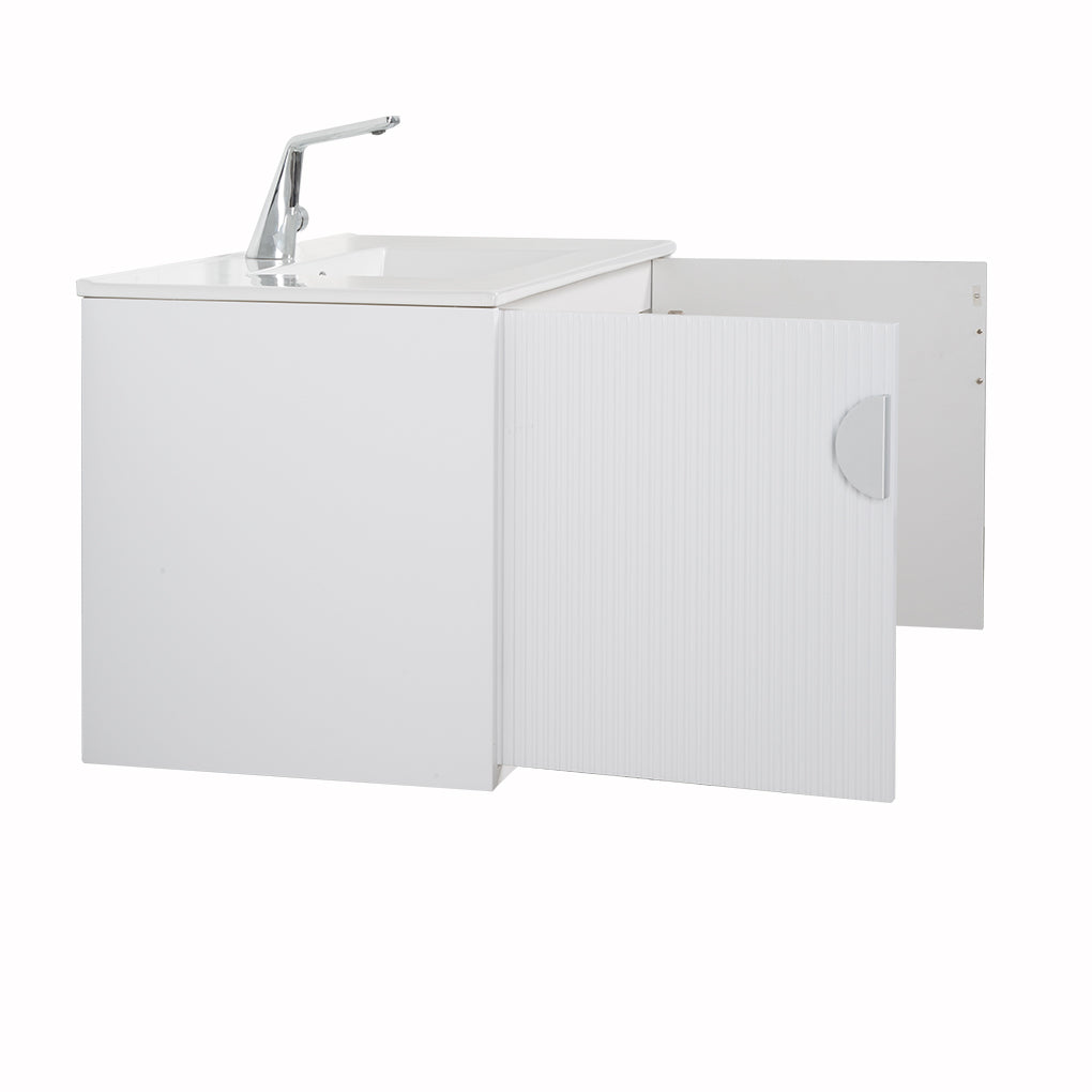 36" V9015 Series Wall Hung Vanity & Ceramic Sink (Glossy White)