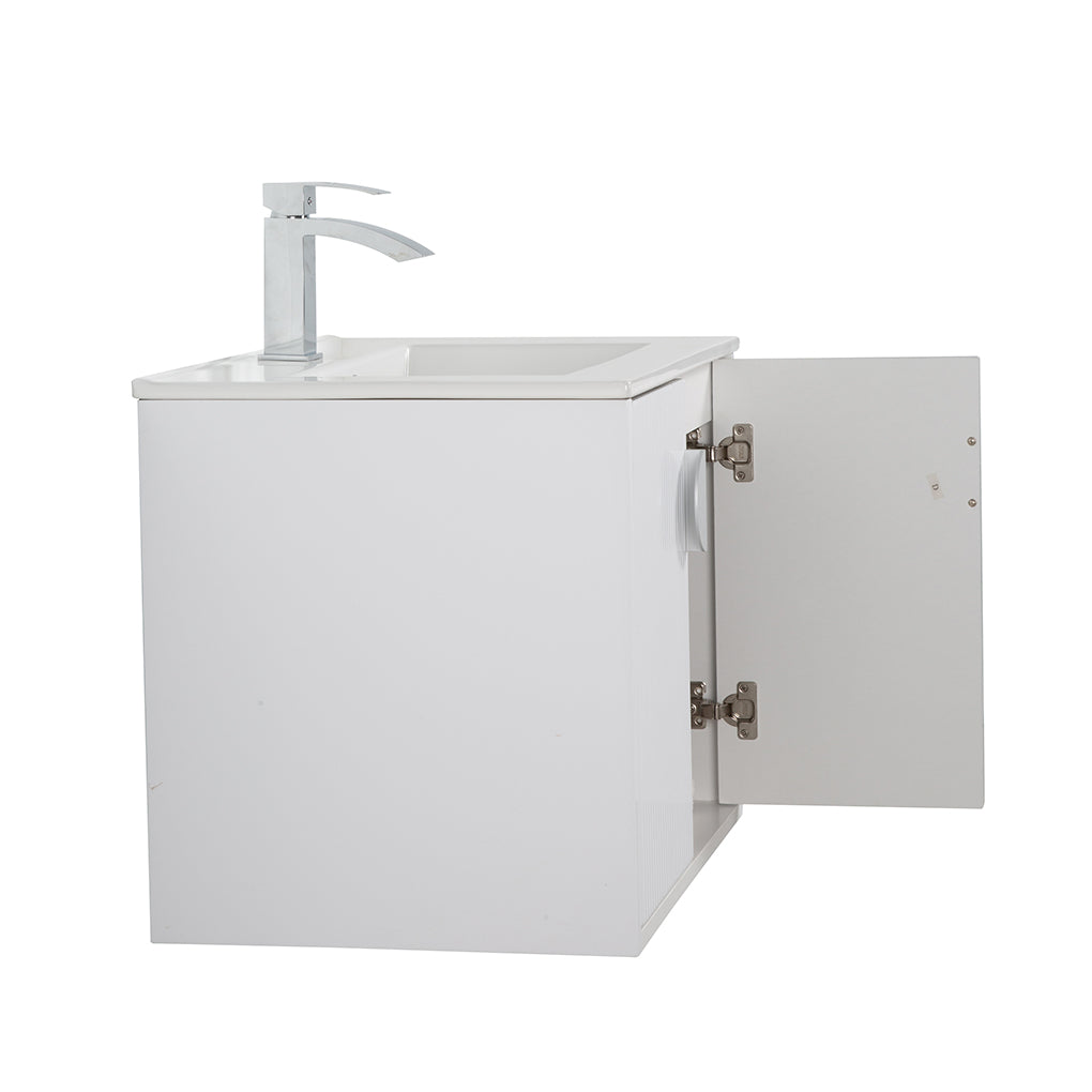 24" V9015 Series Wall Hung Vanity & Ceramic Sink (Glossy White}