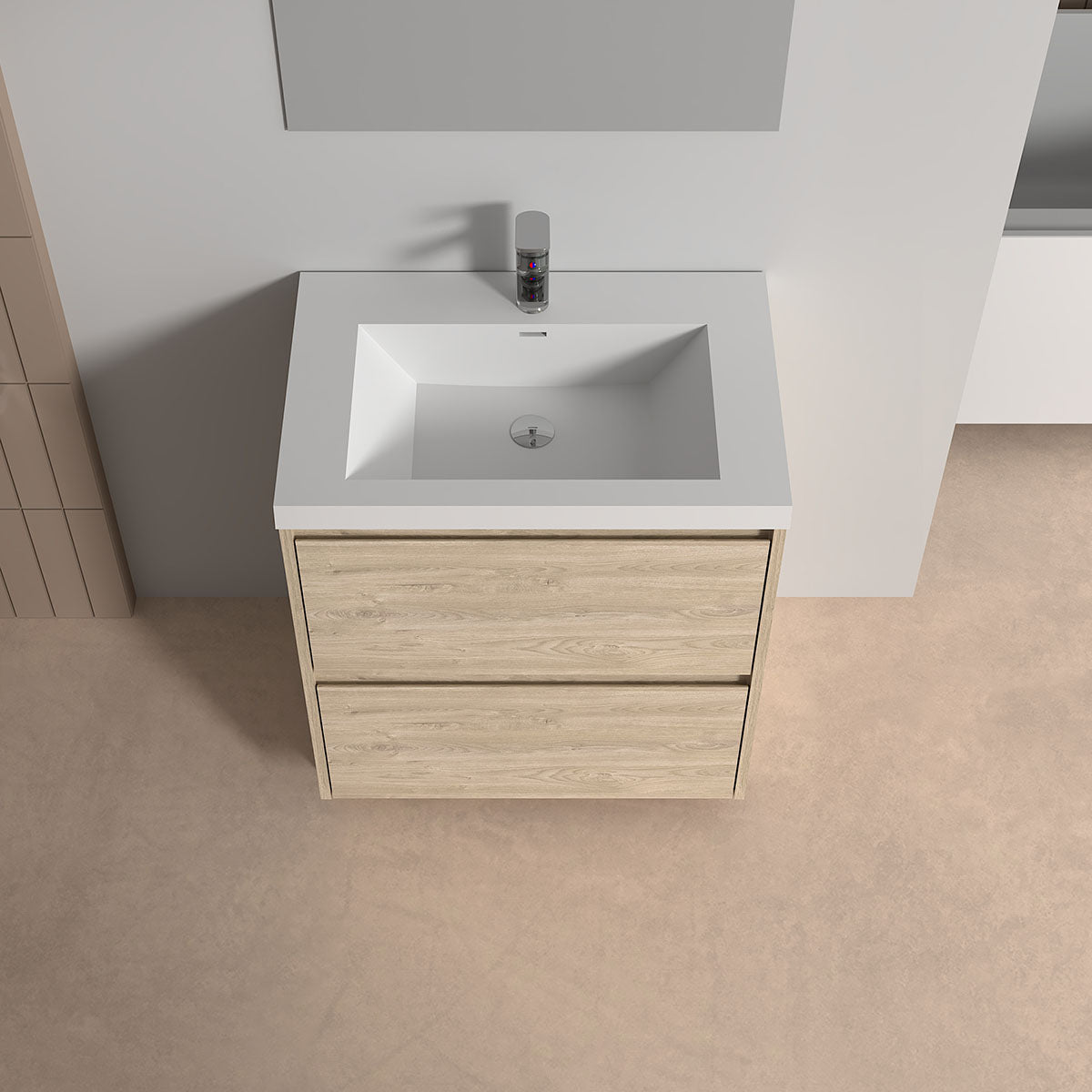 V9002 30" Vanity With Acrylic Sink Combo (Natural Oak)