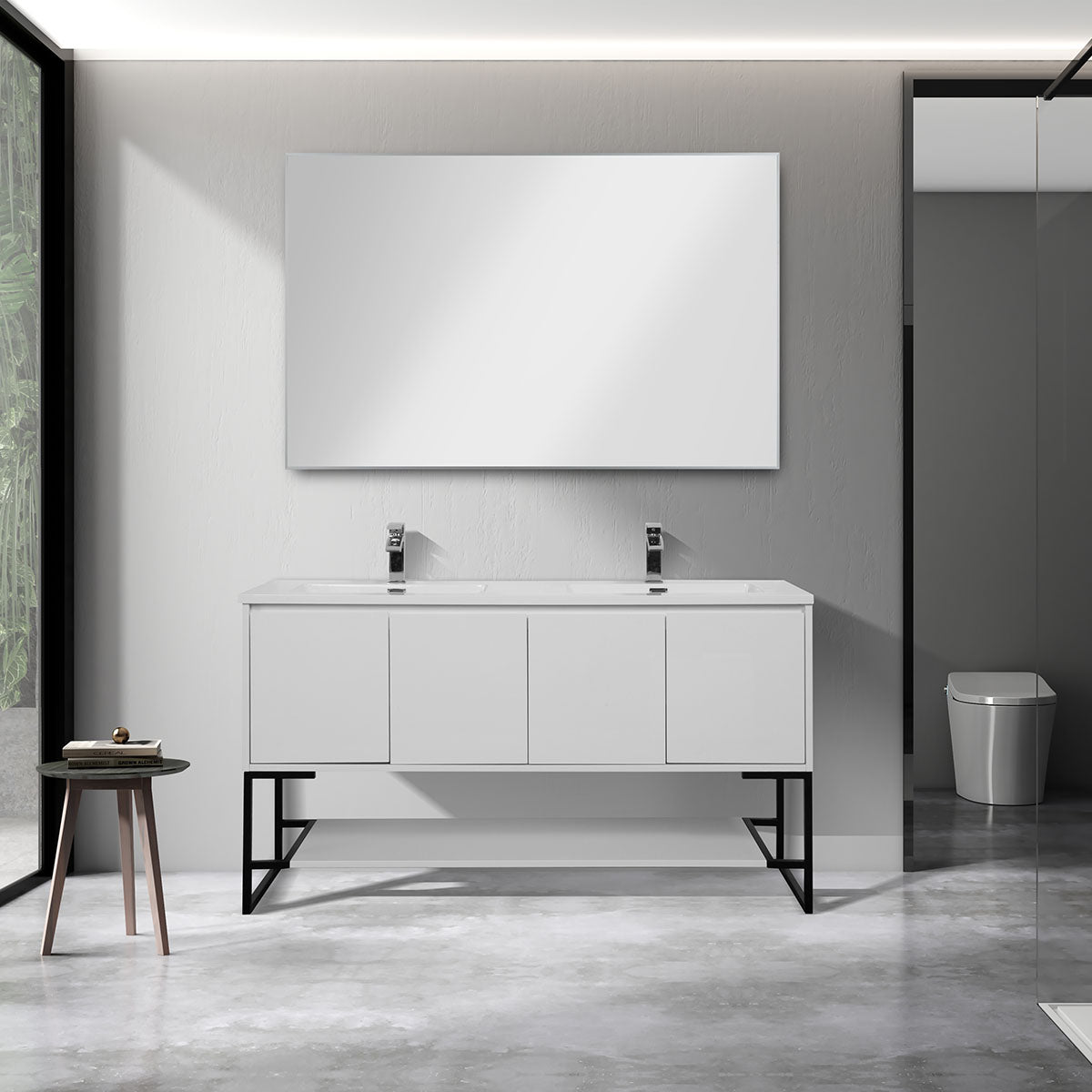 60" V9006 Allen & Double Acrylic Basins (Glossy White)