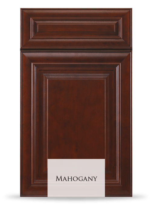 Mahogany cabinet door by J&K, crafted from 100% solid wood, showcasing elegant design and superior construction.