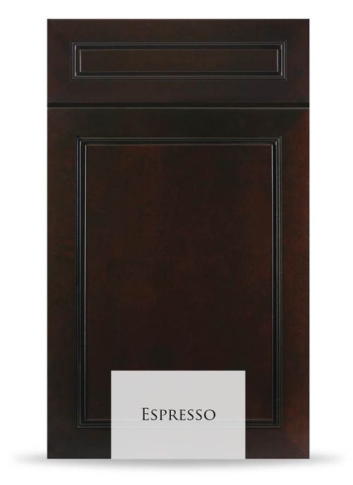 Espresso cabinet door, crafted from 100% solid wood, showcasing superior construction and elegant design.