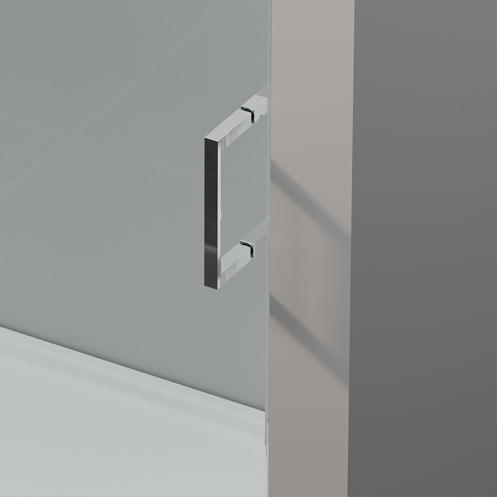 48" Amber Series Frameless Sliding Shower Door with Klearteck Treatment (3/8" Fixed + 5/16" Sliding ) (Chrome)