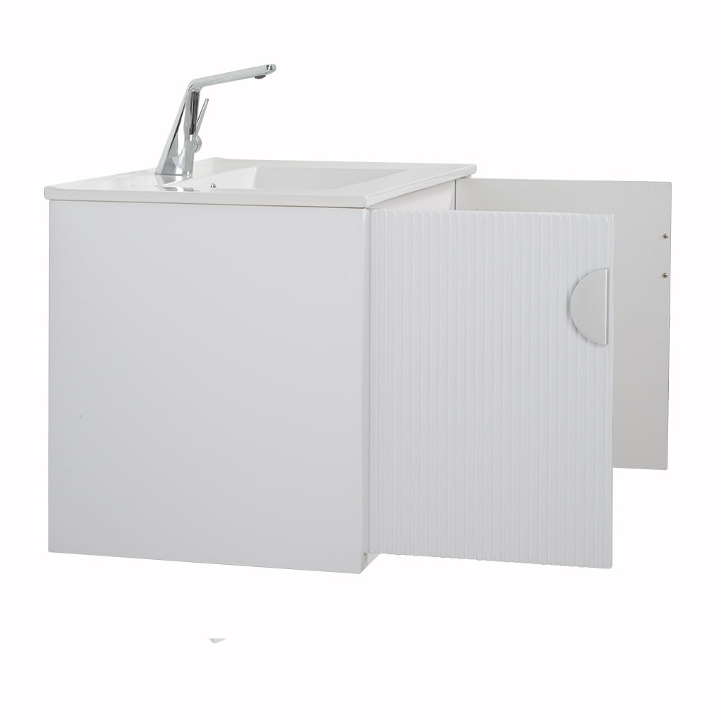 30" V9015 Series Wall Hung Vanity & Ceramic Sink (Glossy White)