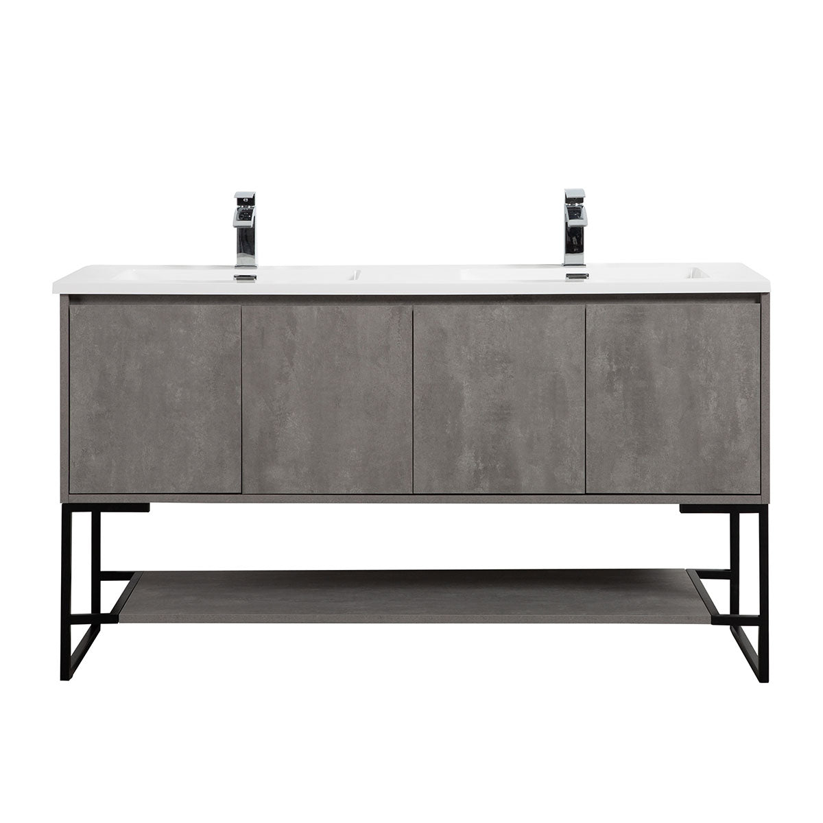 60" V9006 Allen Vanity & Double Acrylic Basins (Cement Grey)