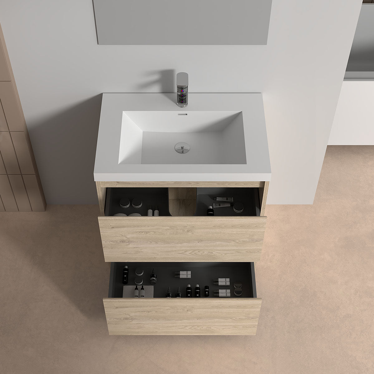 V9002 30" Vanity With Acrylic Sink Combo (Natural Oak)