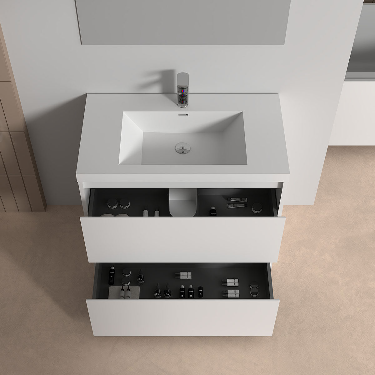 V9002 36" Vanity With Acrylic Sink Combo (Glossy White)