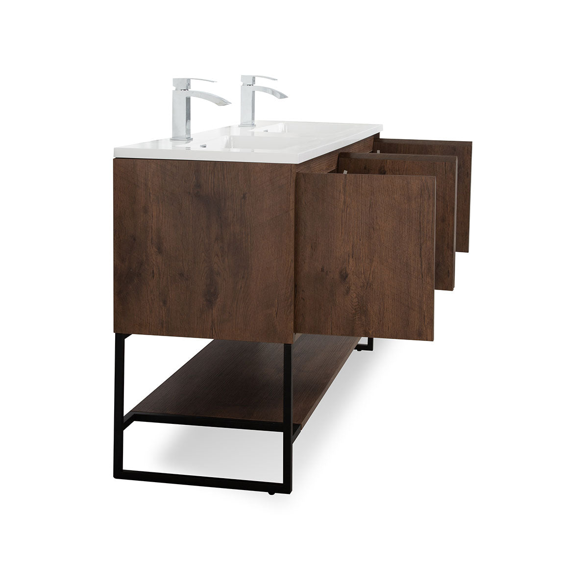 60" V9006 Allen Vanity & Double Acrylic Basins (Rose Wood)