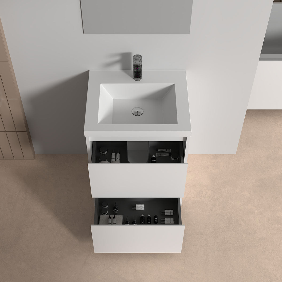 V9002 24" Vanity With Acrylic Sink Combo (Glossy White)