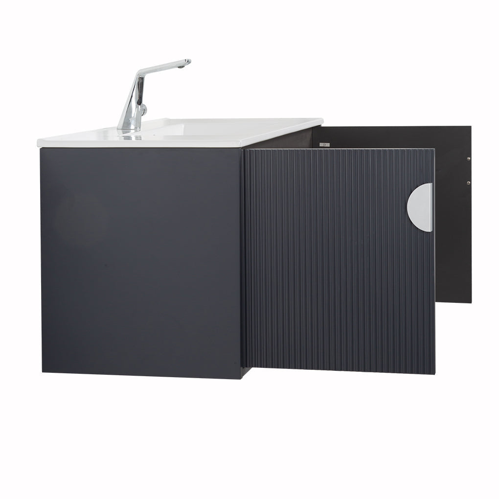 36" V9015 Series Wall Hung Vanity & Ceramic Sink (Granny Grey)