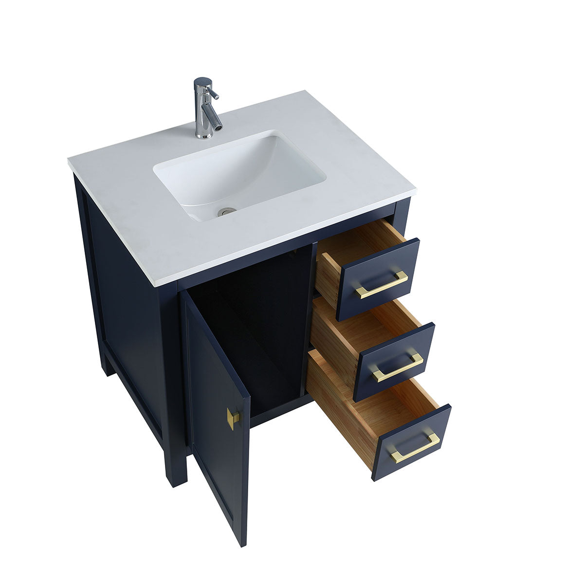 30" V9008 Vanity & Quartz Countertop  Combo (Royal Blue)
