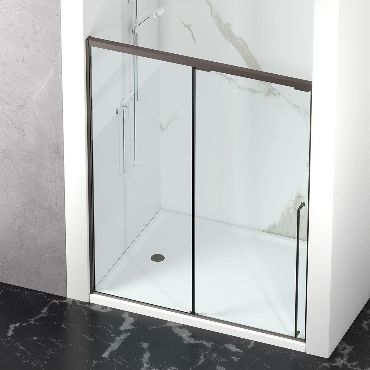 54" Karina Series Minimalist Shower Door with a Single Sliding Door