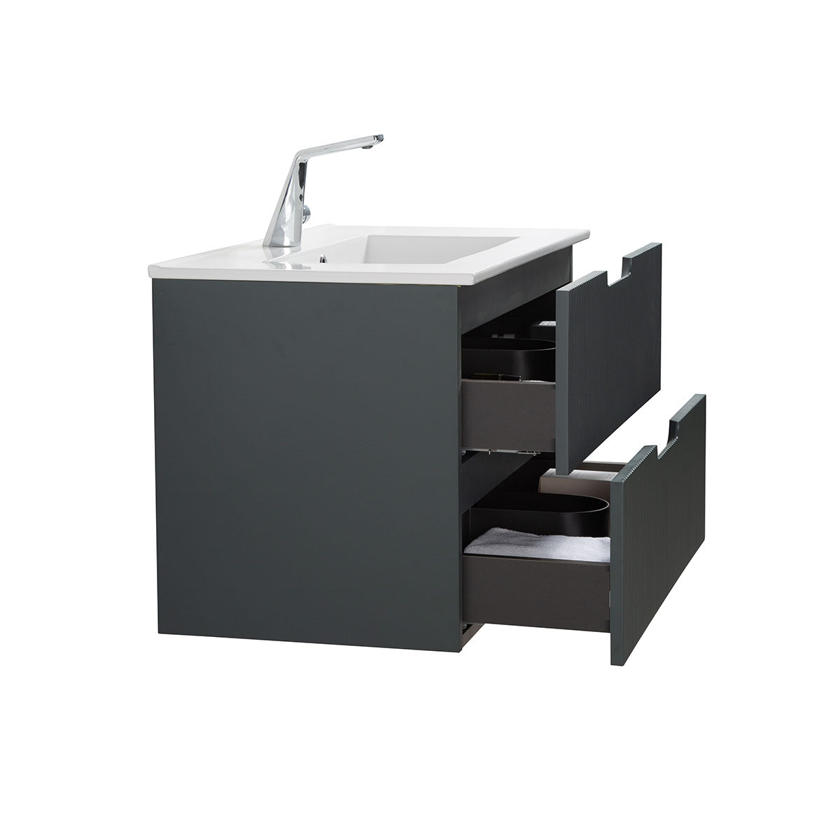 30" V9018 Sylvia Series Wall Hung Vanity & Ceramic Sink (Ash Green)