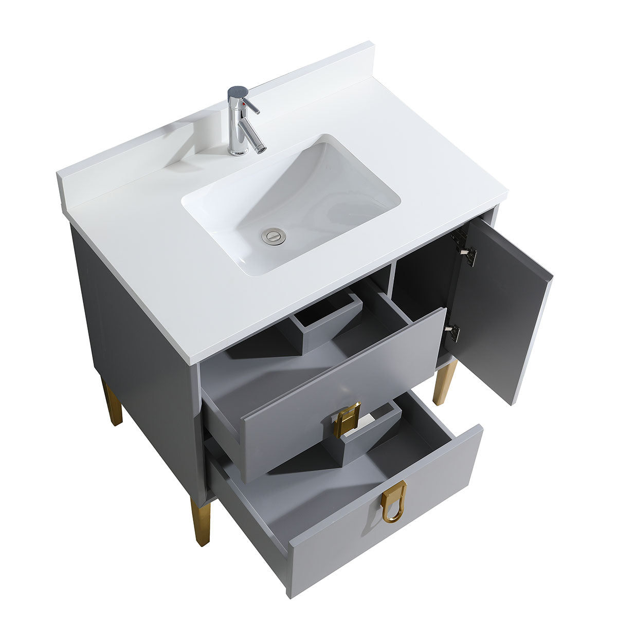 36" Craftsmanship Limited Edition Vanity & Quartz Countertop Combo   (Grey) SKU:EN8296-36GA