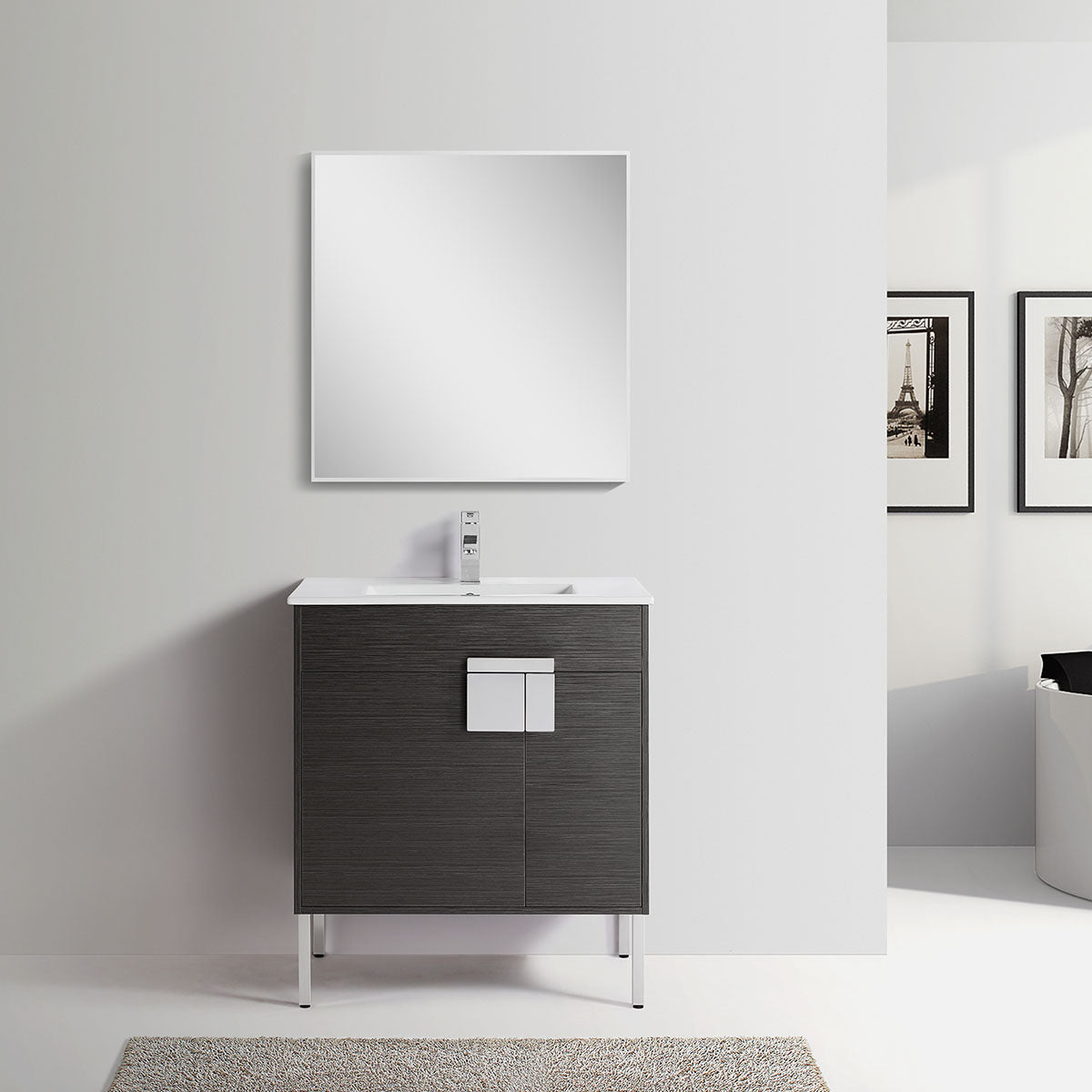 30" V9003 Vanity with Ceramic Sink (Charcoal Grey)