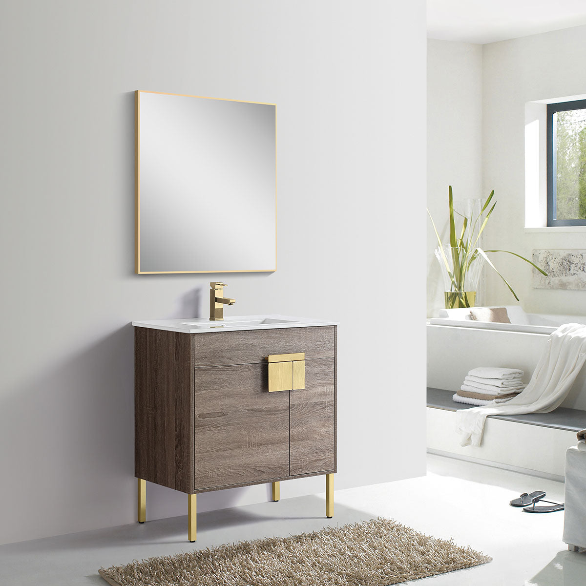 30" V9003 Vanity with Ceramic Sink (Sonoma Oak)