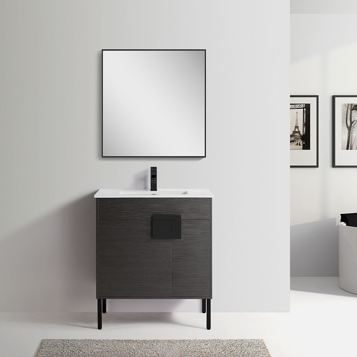 30" V9003 Vanity with Ceramic Sink (Charcoal Grey)