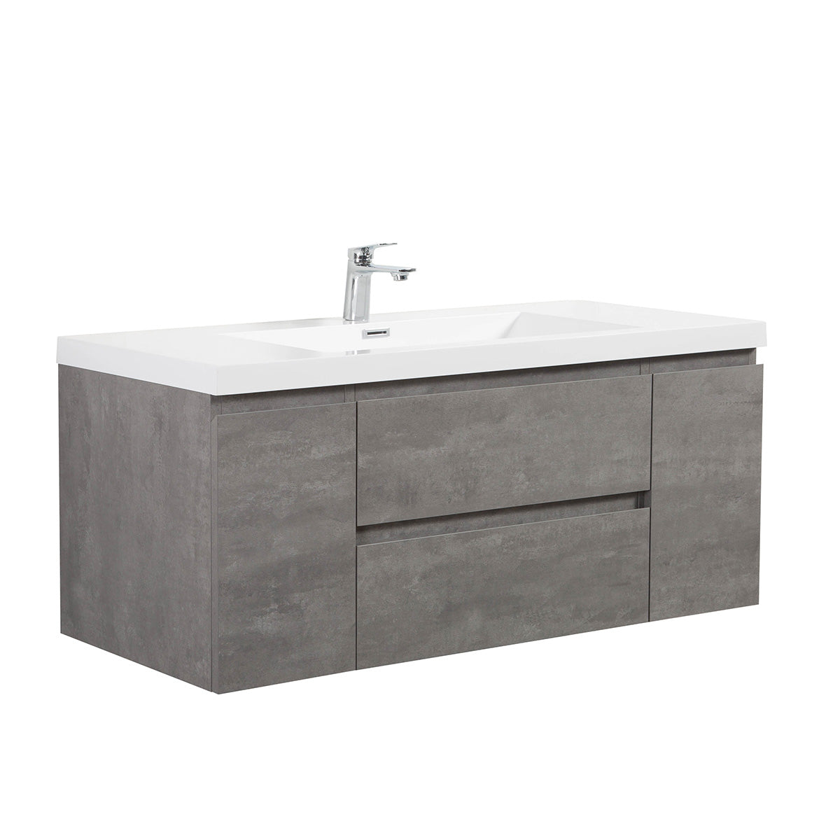 48" V9005 Angela Wall Hung Vanity & Acrylic Basin (Cement Grey)