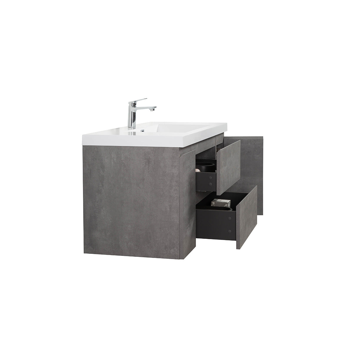 48" V9005 Angela Wall Hung Vanity & Acrylic Basin (Cement Grey)