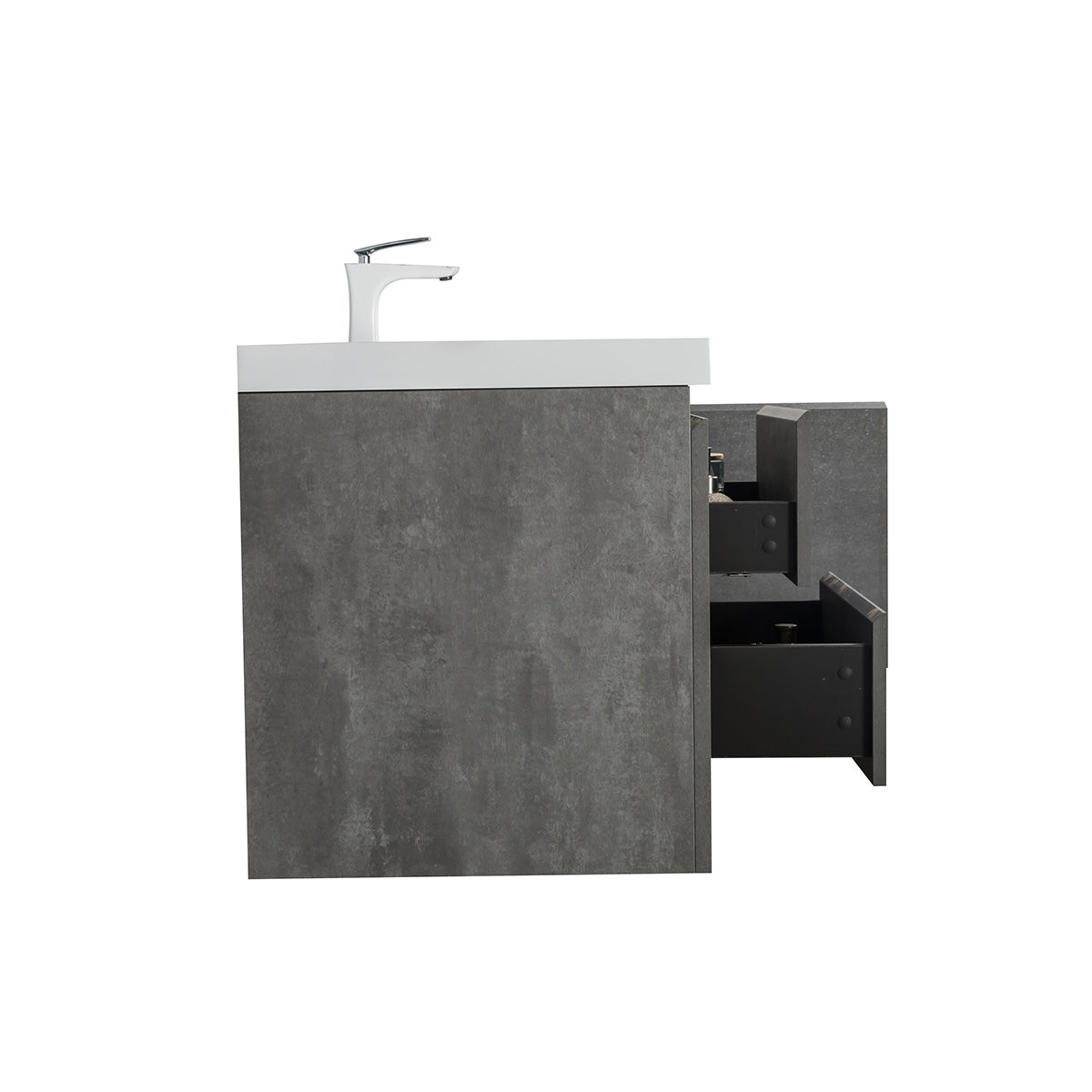 60" V9005 Angela Wall Hung Vanity & Acrylic Double Basins (Cement Grey)