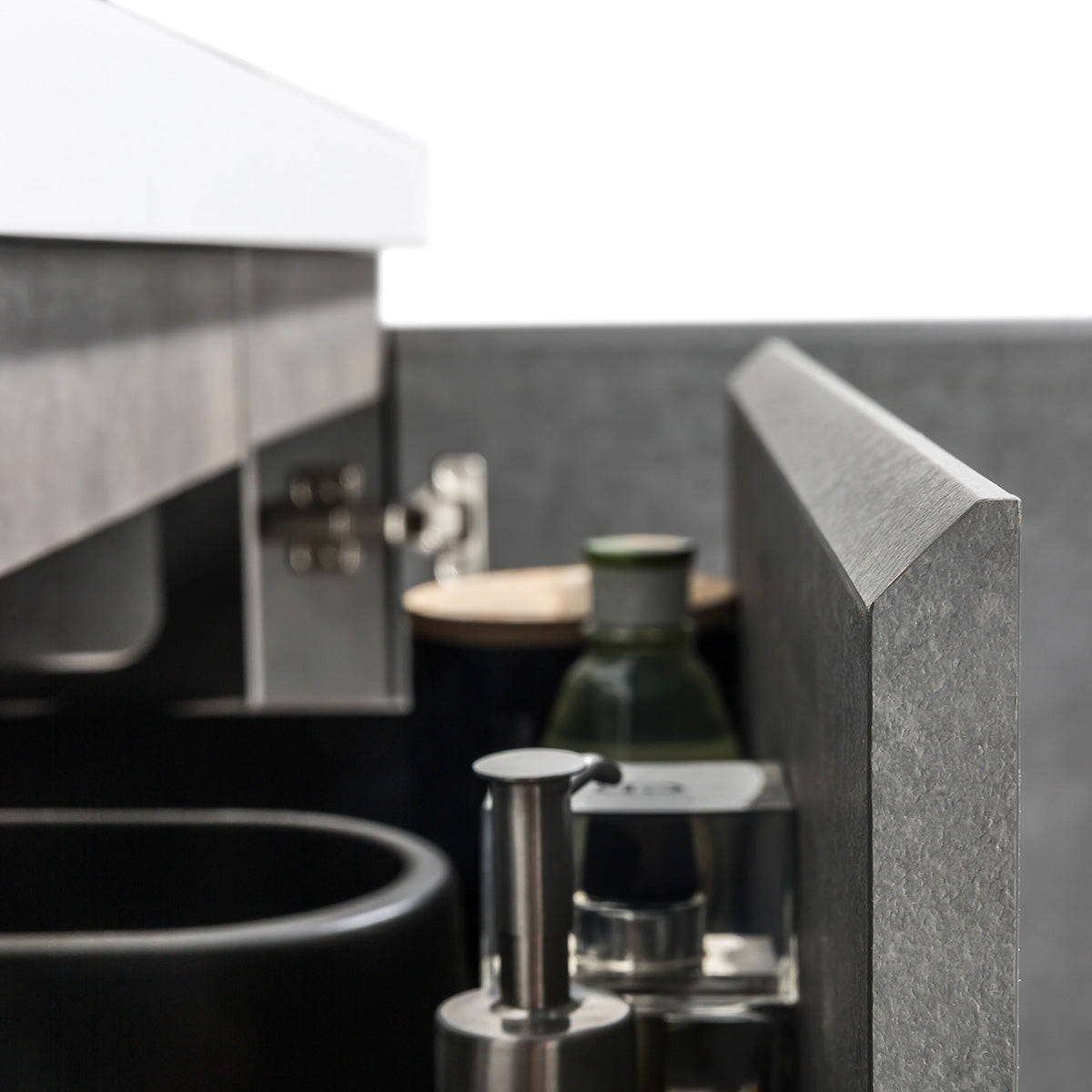 60" V9005 Angela Wall Hung Vanity & Acrylic Double Basins (Cement Grey)