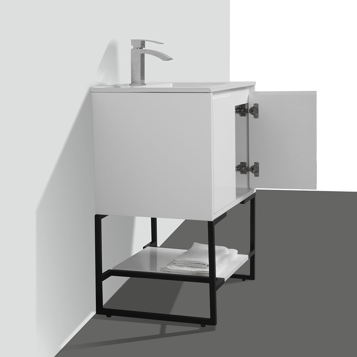 24" V9006 Allen Vanity with Ceramic Sink (Glossy White)