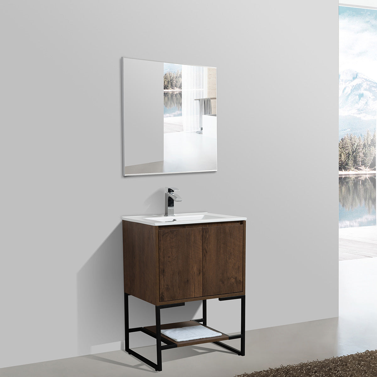 24" V9006 Allen Vanity with Ceramic Sink (Rose Wood)