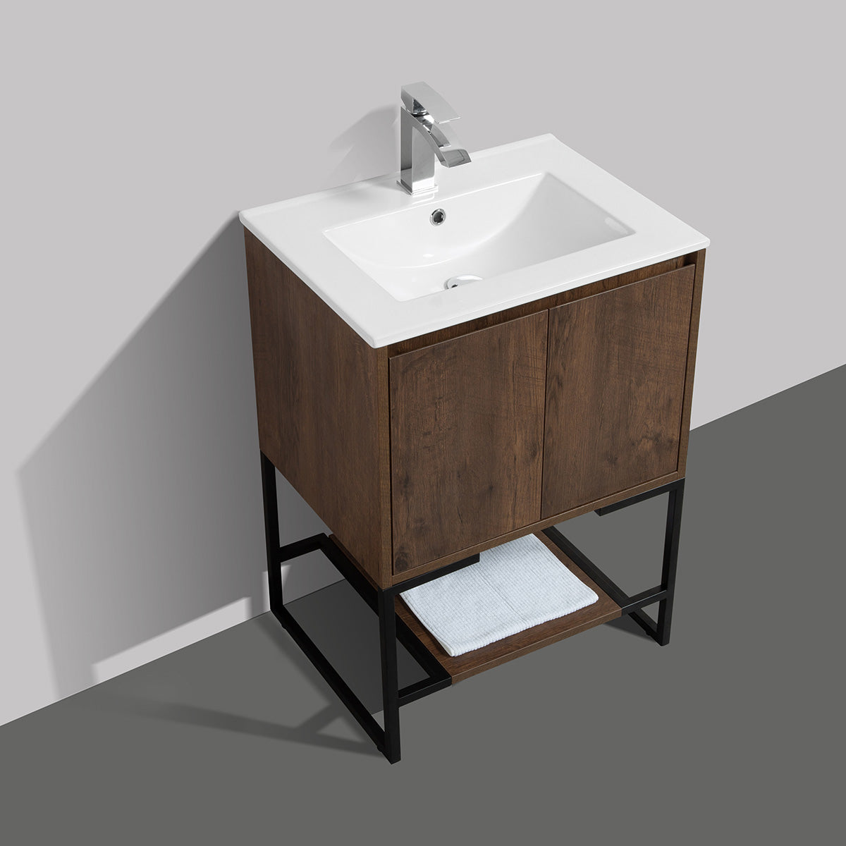 24" V9006 Allen Vanity with Ceramic Sink (Rose Wood)