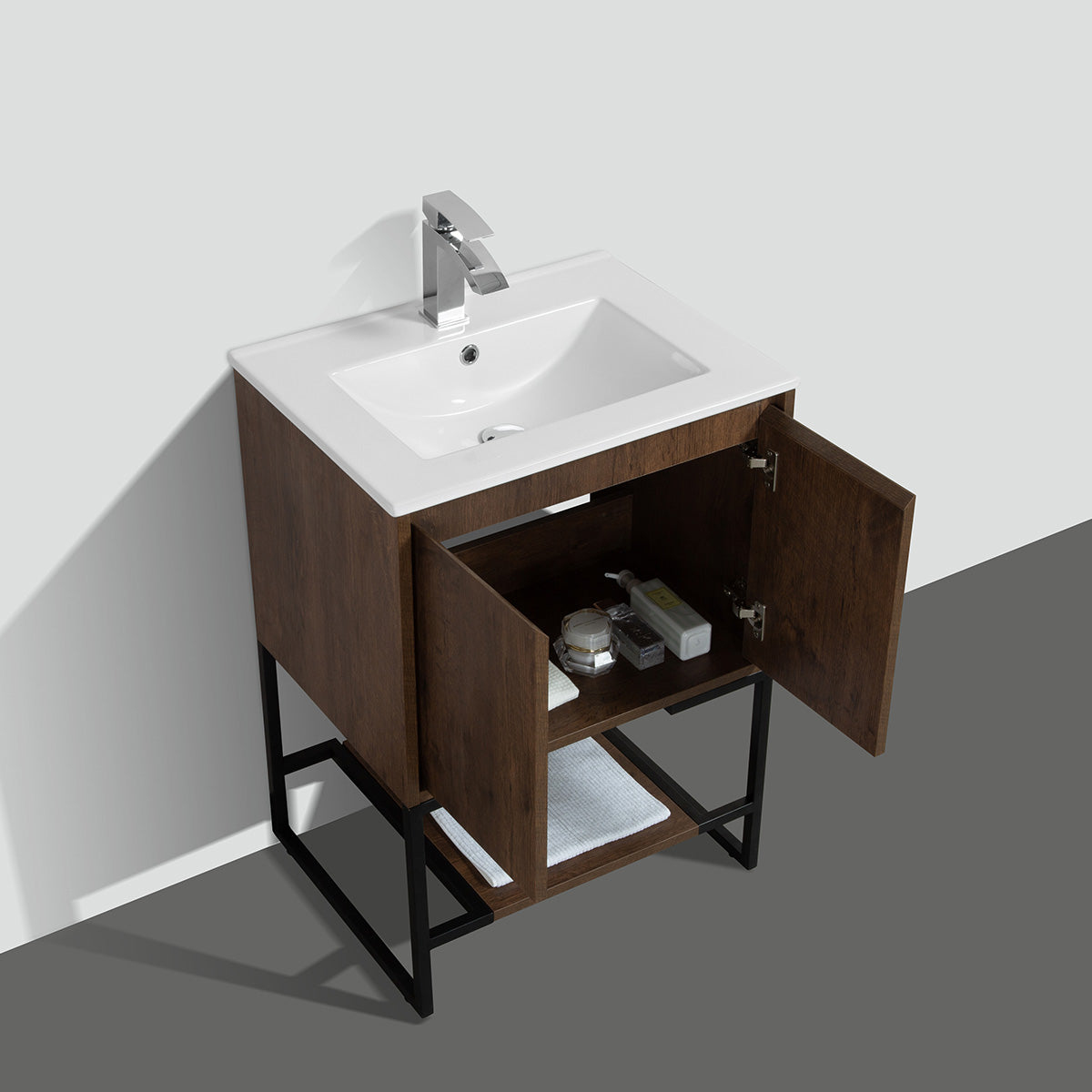 24" V9006 Allen Vanity with Ceramic Sink (Rose Wood)