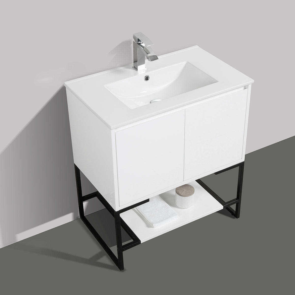 30" V9006 Allen Vanity with Ceramic Sink (Glossy White)