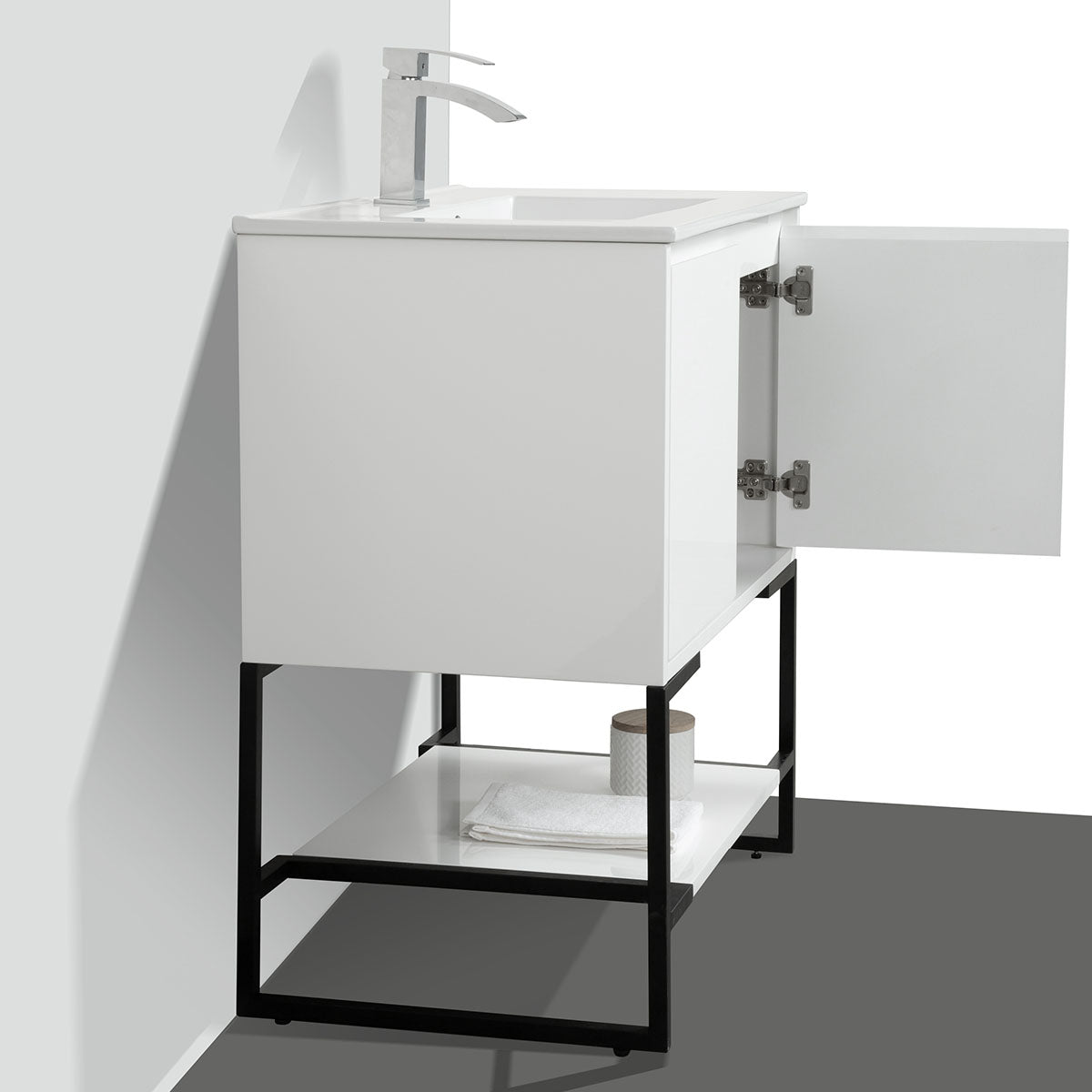 30" V9006 Allen Vanity with Ceramic Sink (Glossy White)