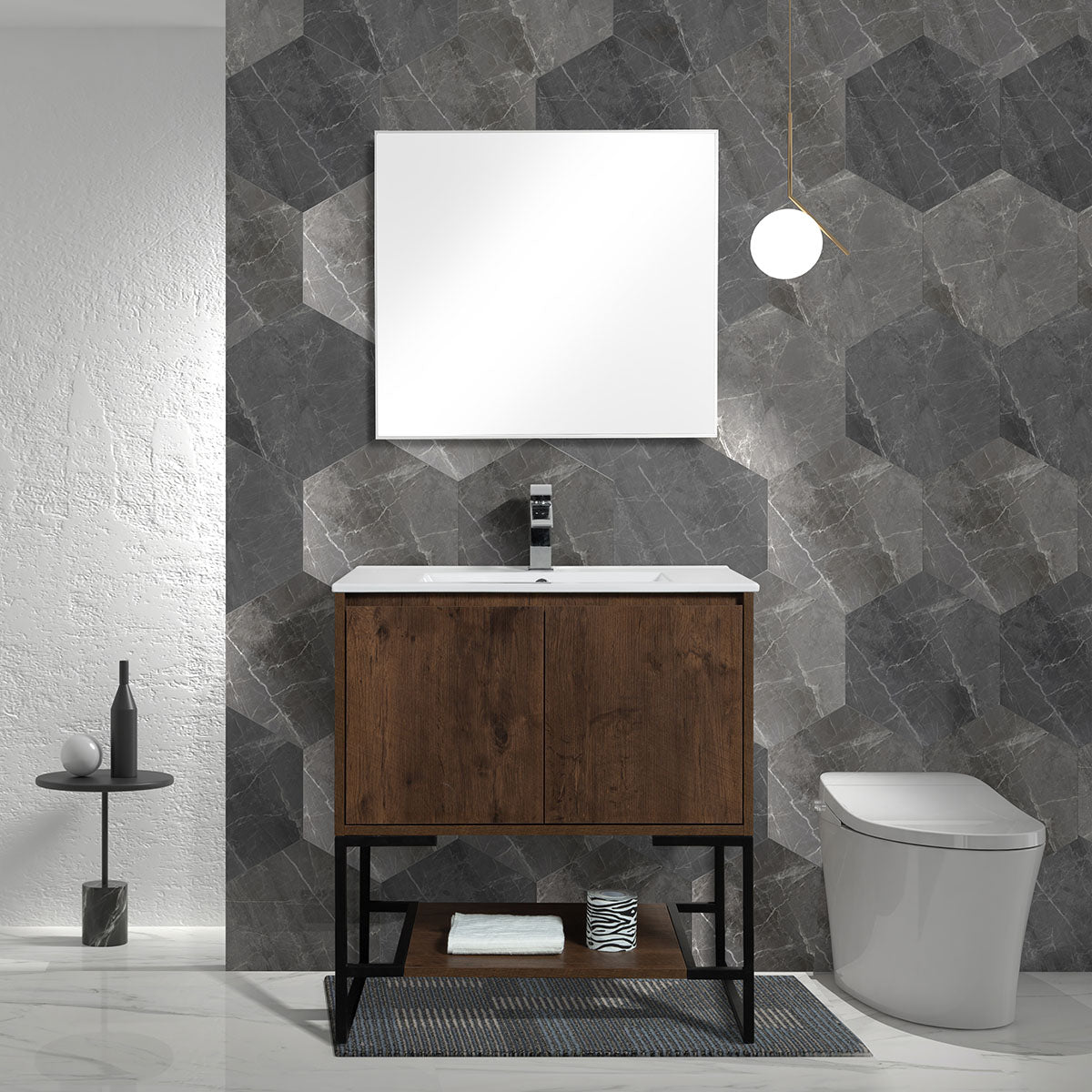 30"  V9006 Allen Vanity with Ceramic Sink (Rose Wood)